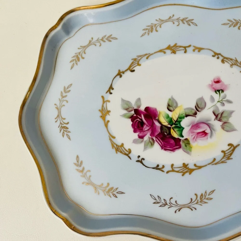 Vintage porce light blue tray